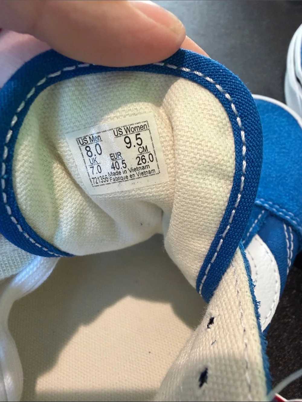 Vans Blue Suede & Canvas Low Top Sneakers with White Stripe brand New